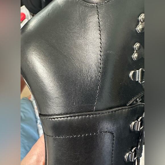 Alaïa Black Leather Hiker Boots EU 38 Trek Ankle Stiletto Lace up - Picture 12 of 16